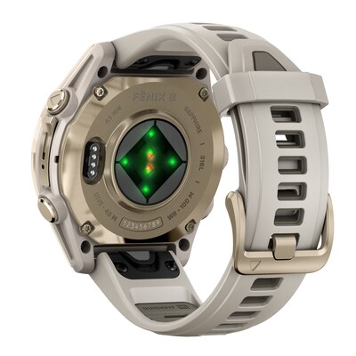 Garmin fenix 8 AMOLED Multisport GPS Smartwatch, Soft Gold & Fog Gray, 43mm (GRM0290310)