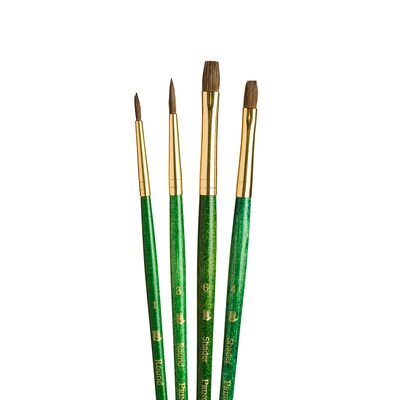 Princeton RealValue Short Handle Mixed Media Natural Camel Variety Brush Set, 4/Set, 3 Sets/Bundle (PBXPR9110-3)