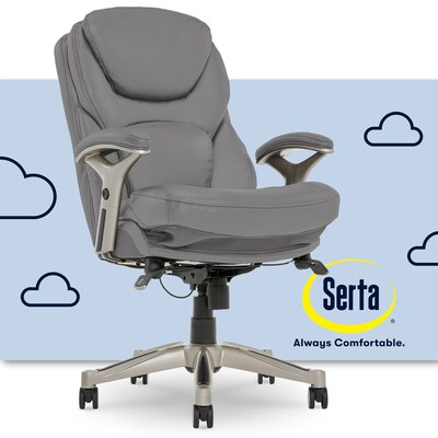 Serta Claremont Ergonomic Bonded Leather Swivel Executive Chair with Back in Motion Technology, Gray (44186A)