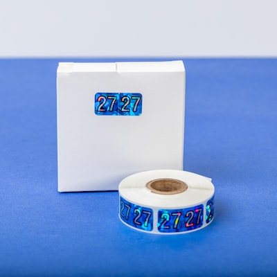 Medical Arts Press Holographic 2027 Year Labels, 3/4" x 1-1/2", Blue, 500/Roll