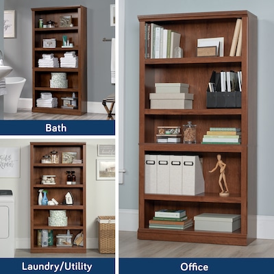 Sauder Select 70"H 5-Shelf Bookcase, Oiled Oak  (410367)