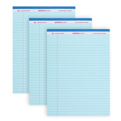 Roaring Spring Paper Products Enviroshades Notepad, 8.5 x 11.75, Wide Ruled, Blue, 50 Sheets/Pad, 3 Pads/Pack (74123)