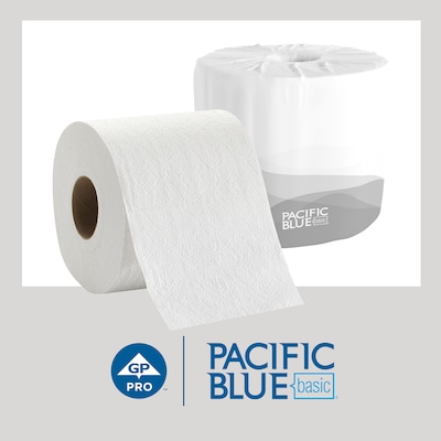 Pacific Blue Basic Toilet Paper, 1-Ply, White, 550 Sheets/Roll, 80 Rolls/Carton (19881/01)