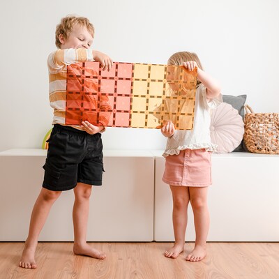 Connetix Magnetic Tiles Pastel Lemon & Peach Base Plate, 2 Pieces (CNTPLP002BP)