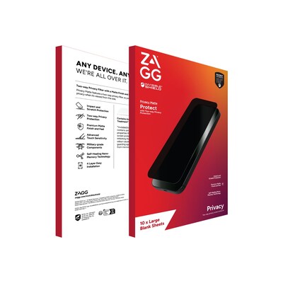 Zagg ISoD Privacy Matte Filter & Screen Protector for Large Devices, 10/Pack (200211370)