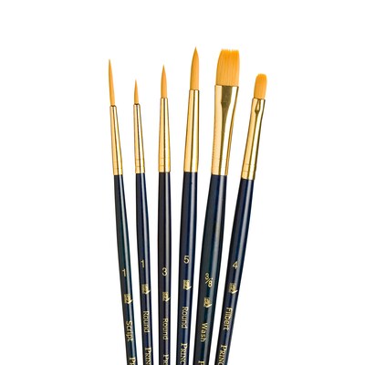 Princeton RealValue Short Handle Mixed Media Synthetic Taklon Variety Brush Set, 6/Set, 2 Sets/Bundle (PBXPR9132-2)