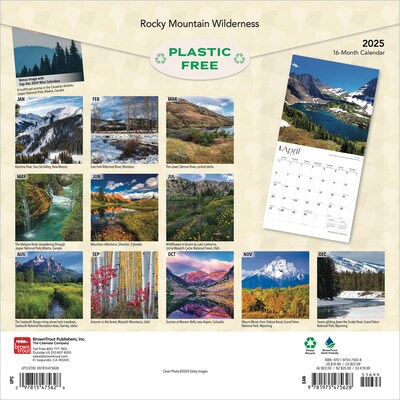 2025 BrownTrout Rocky Mountain Wilderness 12 x 12 Monthly  Wall Calendar (9781975475628)
