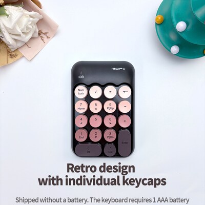 SaharaCase Retro Numeric Keypad Wireless Ergonomic Number Pad, Black/Blush (KB54)