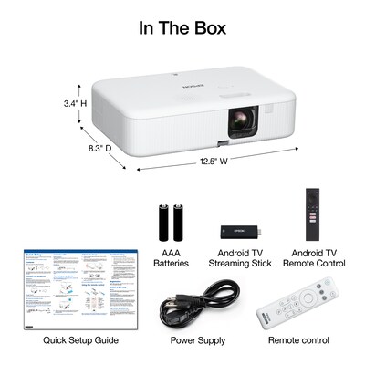 Epson EpiqVision Flex CO-FH02 Full HD 1080p Smart Portable Projector, White (V11HA85020)
