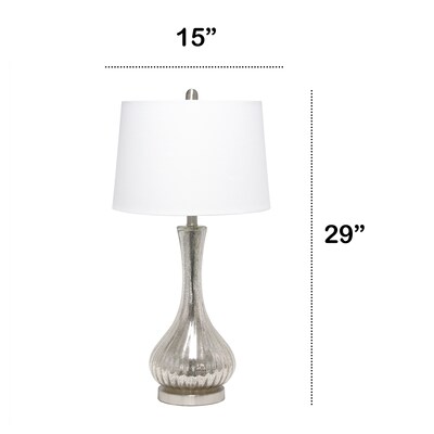 Lalia Home Speckled Mercury Tear Drop Table Lamp with Fabric Shade, White (LHT-5004-MR)