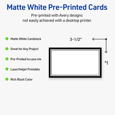 Avery Double Black Border Matte Blank Card, White, 80/Pack (S00-D2D)