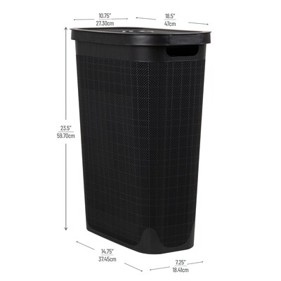 Mind Reader 10.57-Gallon Hamper with Lid, Plastic, Black (40FABHAMP-BLK)