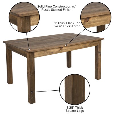 Flash Furniture HERCULES Series 38" Farm Dining Table, Rustic Pine (XAF60X38)