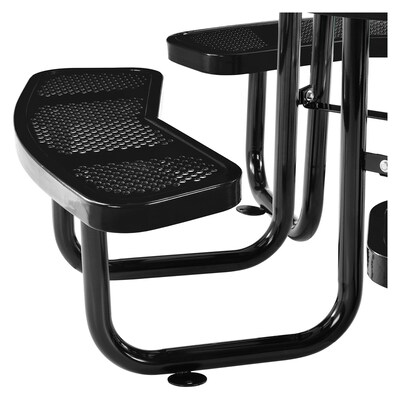 Global Industrial 46" Round Outdoor Steel Picnic Table, Perforated Metal, Black (262078BK)