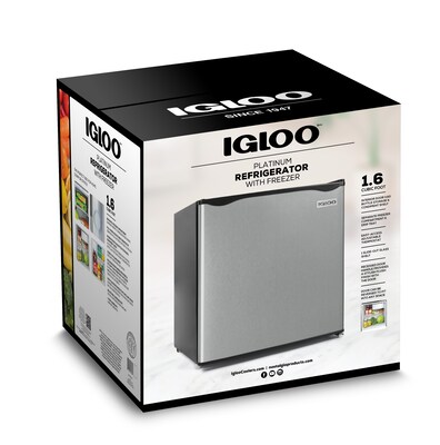 Igloo IRF16PL6A 1.6 Cu. Ft. Classic Compact Single Door Refrigerator Freezer, Platinum