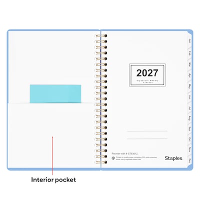 2027 Staples 5" x 8" Weekly & Monthly Planner, Eternal Blue (ST63612-27)