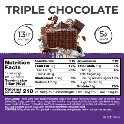 Power Crunch Triple Chocolate Protein Bar, 16.9 oz., 12 Bars/Box (XUS44274)