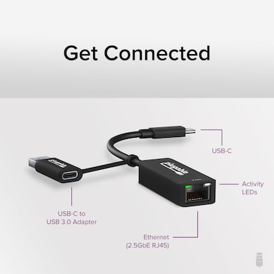 Plugable 2.5G USB C and USB to Ethernet Adapter, 2-in-1 Adapter