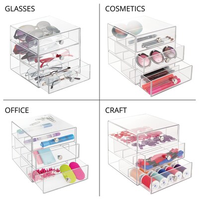 iDESIGN Stackable Storage Drawer, 3 Drawers, Plastic, Clear, 2/Pack (29094M2)