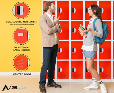 AdirOffice 72"H 4-Tier Red Storage Locker (ADI629-204-RED-DL)