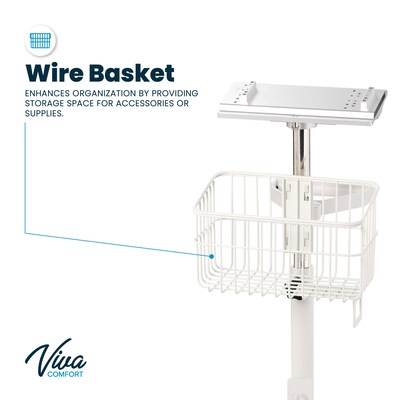 Viva Comfort Height-Adjustable Portable Mobile Stand for Edan Vital Signs Monitor, White (ADI912-C-MP-03-MK)