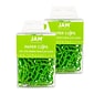 JAM Paper® Colored Standard Paper Clips, Small 1 Inch, Lime Green Paperclips, 2 Packs of 100 (21830624a)