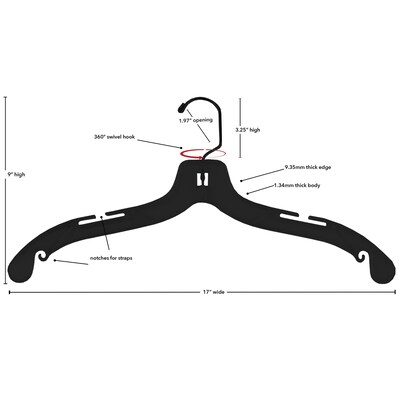 Nahanco 17" Plastic Medium Heavy Weight Dress Hanger, Clear, 100/Pack (507)