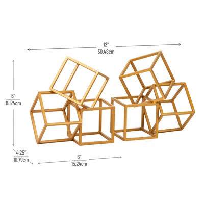 Mind Reader Geometric Cube Metal Book Ends, 6", Gold (BLOCKS2-GLD)