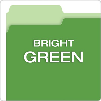 Pendaflex Recycled File Folder, 1/3-Cut Tab, Assorted, Letter Size, Bright Green, 100/Box (4210 1/3 BGR)