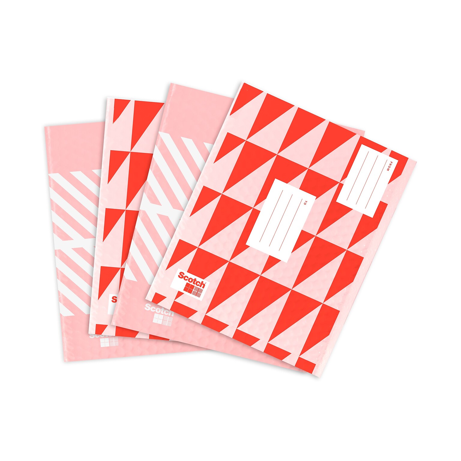Scotch 8.5 x 11 Self-Sealing Bubble Mailer, #2, Red/Pink, 4/Pack (8912DR-2-4)