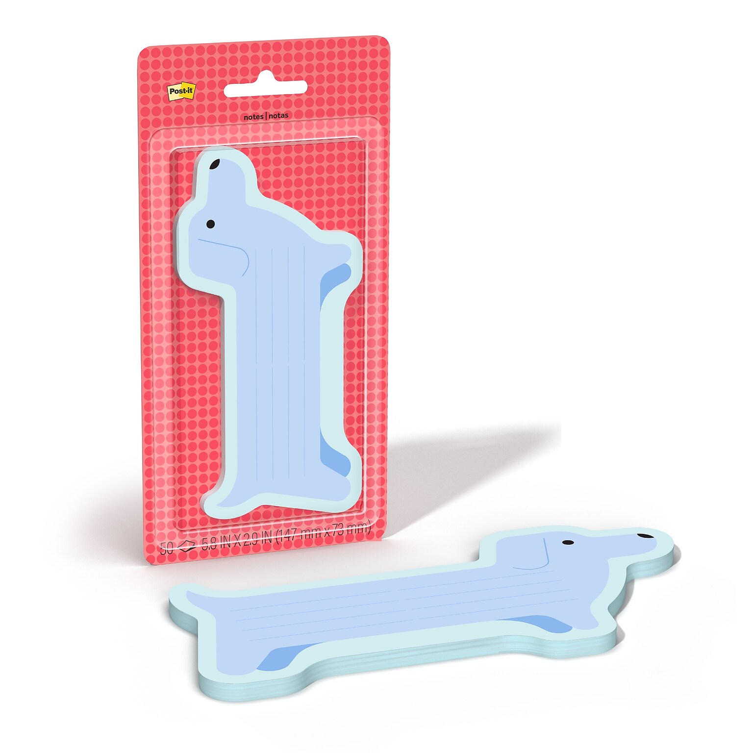 Post-it Cute Dachshund Sticky Notes, 5.8 x 2.9, Multicolored, 50 Sheets/Pad (PET-DC-1)
