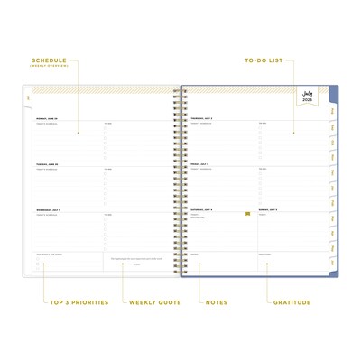 2026-2027 Blue Sky Day Designer Flutter 8.5 x 11 Academic Weekly & Monthly Planner, Plastic Cover (136685-A27)
