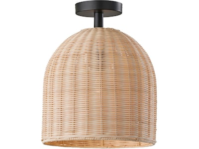 Adesso Bahama 1-Light Incandescent Flush Mount, Dark Bronze/Light Rattan (4329-26)