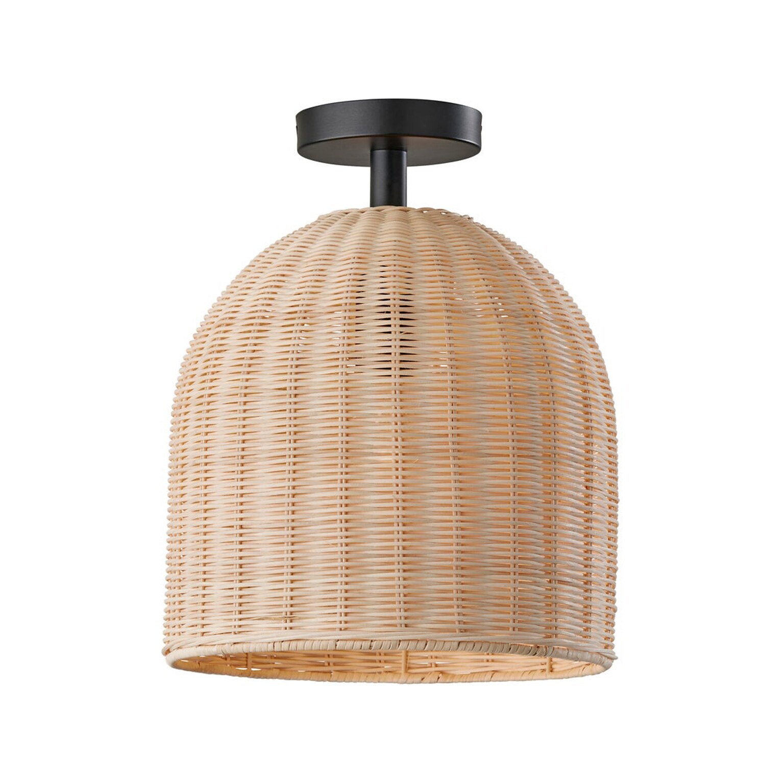 Adesso Bahama 1-Light Incandescent Flush Mount, Dark Bronze/Light Rattan (4329-26)