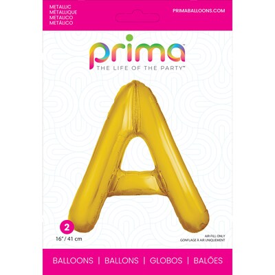 Party City (Air-Filled) 16 A Foil Balloon, Gold, 2/Pack (AM60050214-19)