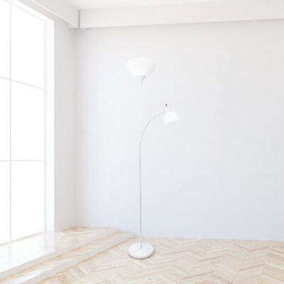 Simple Designs 71.50" LED Floor Lamp with Reading Light, White (LF2000-WHT)