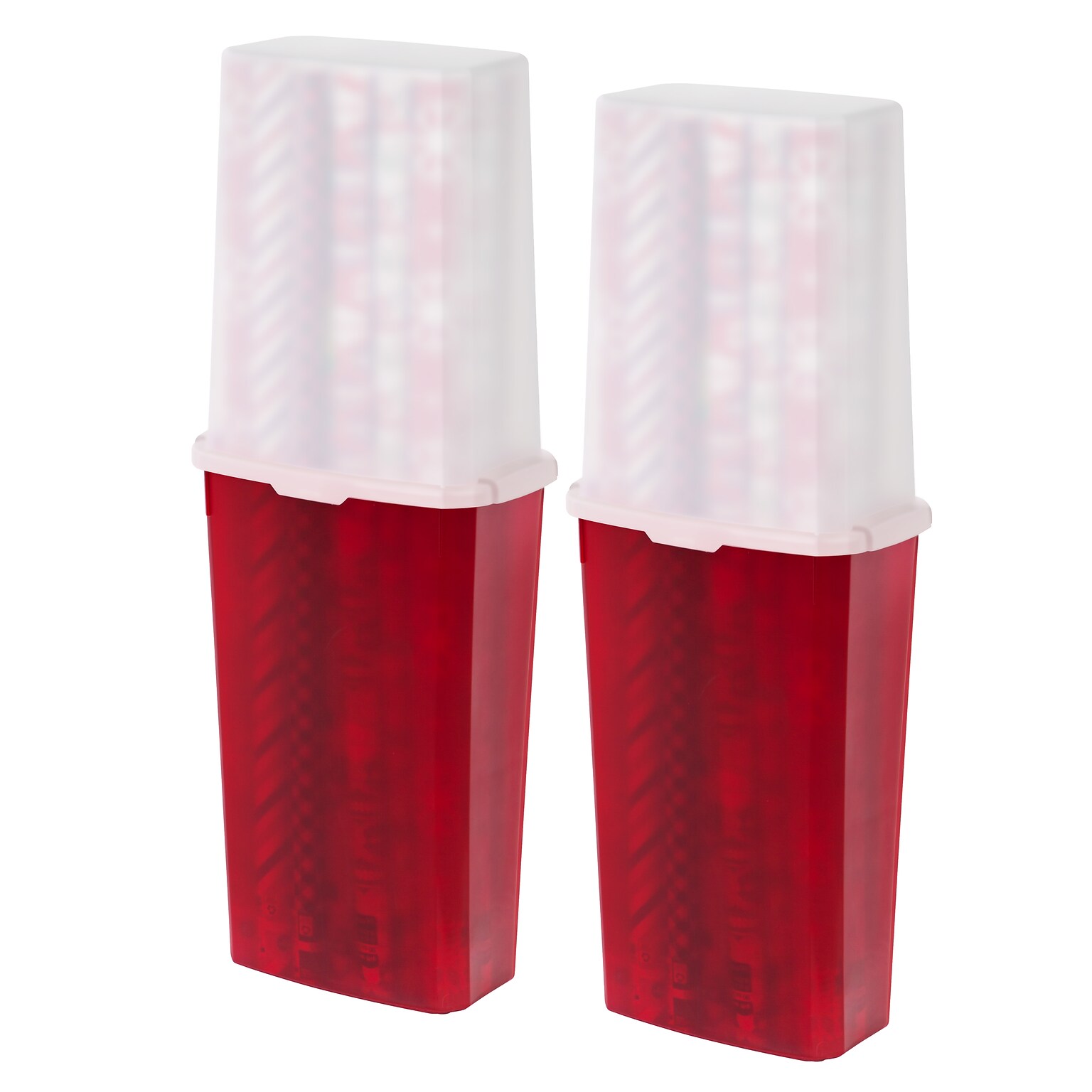 Iris 96 Quart Wrapping Paper Storage Container with Lid, Plastic, Red/White, 2/Pack (585826)