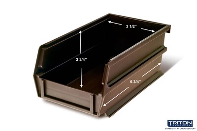 Triton Products LocBin Medium Stackable Plastic Storage Bin, 3" x 4.125"x 7.375", 1.58 Qt., Brown, 24/Pack (3-220BRWS)