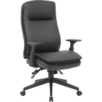 Lorell Soft High-Back Ergonomic Vinyl Swivel Executive Office Chair, Black (LLR03206)