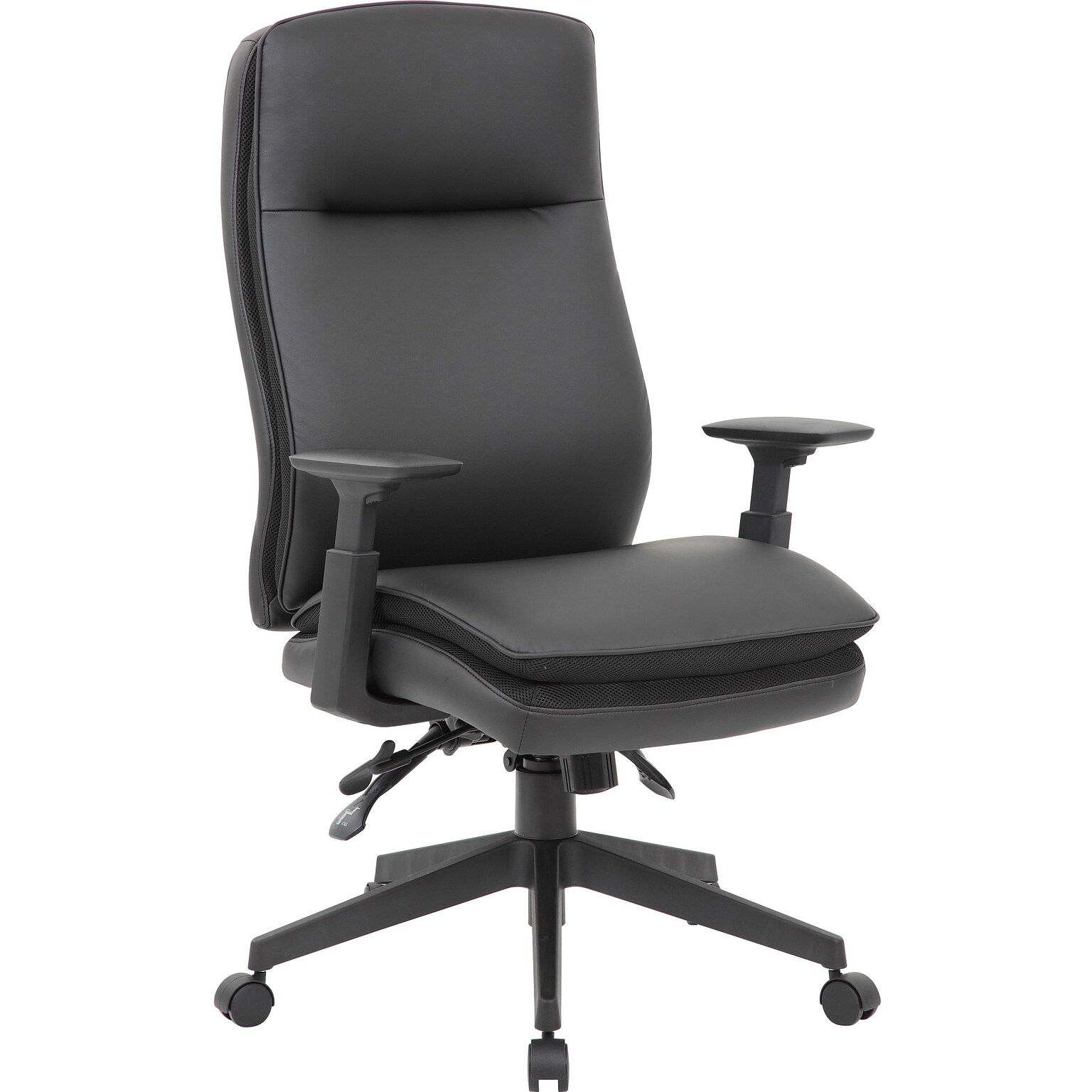Lorell Soft High-Back Ergonomic Vinyl Swivel Executive Office Chair, Black (LLR03206)