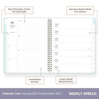 2027 Blue Sky Sincerely Jules 7 x 9 Weekly & Monthly Planner, Sky Blue (164246)