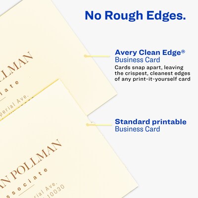 Avery Clean Edge Business Cards, 3.5" x 2", Matte Ivory, 200/Pack (5876)
