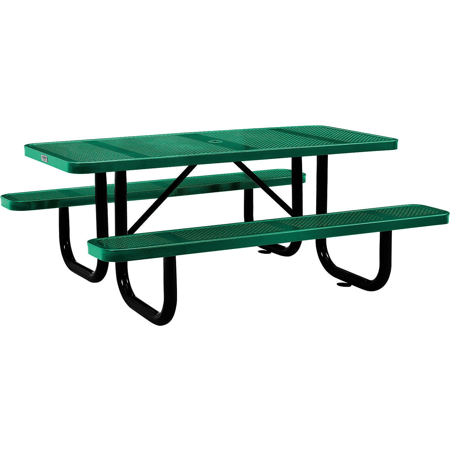 Global Industrial 6 Rectangular Outdoor Steel Picnic Table, Perforated Metal, Green (694553GN)