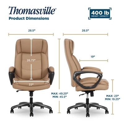 Thomasville Lansing Ergonomic Polyurethane Big & Tall Chair, 400 lb. Capacity, Light Tan (52398-TAN)