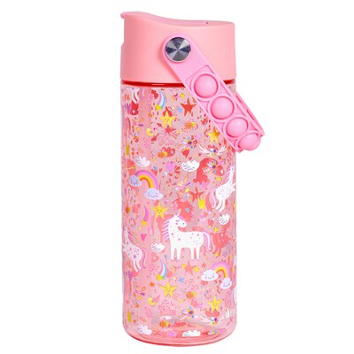 Elemental Splash Pop Plastic Water Bottle, 18 oz., Pink Unicorn (EMLETR18UN24P)