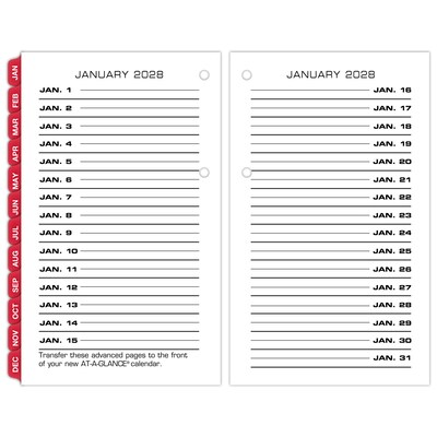 2027 AT-A-GLANCE 6" x 3.5" Daily Desk Calendar Refill Pages, White/Black (E017-50-27)