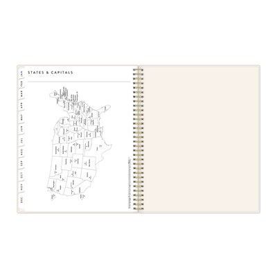2026 Blue Sky Bespoke Letterpress Cream Hearts 8.5" x 11" Calendar Year Weekly & Monthly Planner, Plastic Cover (156227)