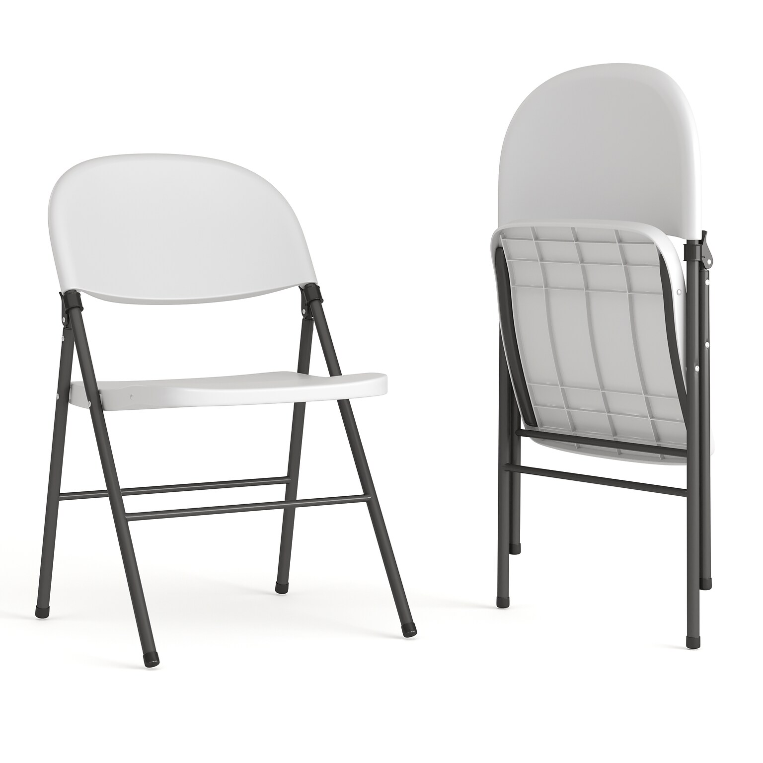 Flash Furniture HERCULES Series Plastic Folding Chair, White, 2/Pack (2DADYCD50WH)