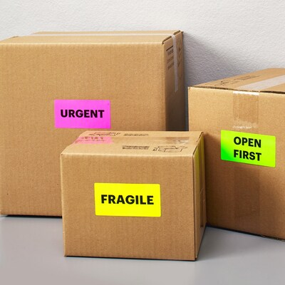 Avery Sure Feed Laser Shipping Labels, 2 x 4, Assorted Neon: Green, Pink, Yellow, 150 Labels/Pack