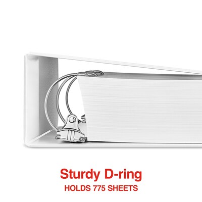 Staples® Standard 4" 3 Ring View Binder with D-Rings, White (26358-CC)
